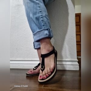 Socosands Black Comfy Sandals Comfort Slip On Summer Sandals 39 Womens SZ 6